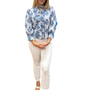 The Amelia Blue Block Print Striped Top