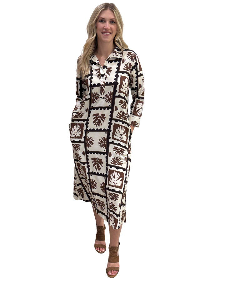 The Lisette Black and Brown Abstact Print Dress — view 3