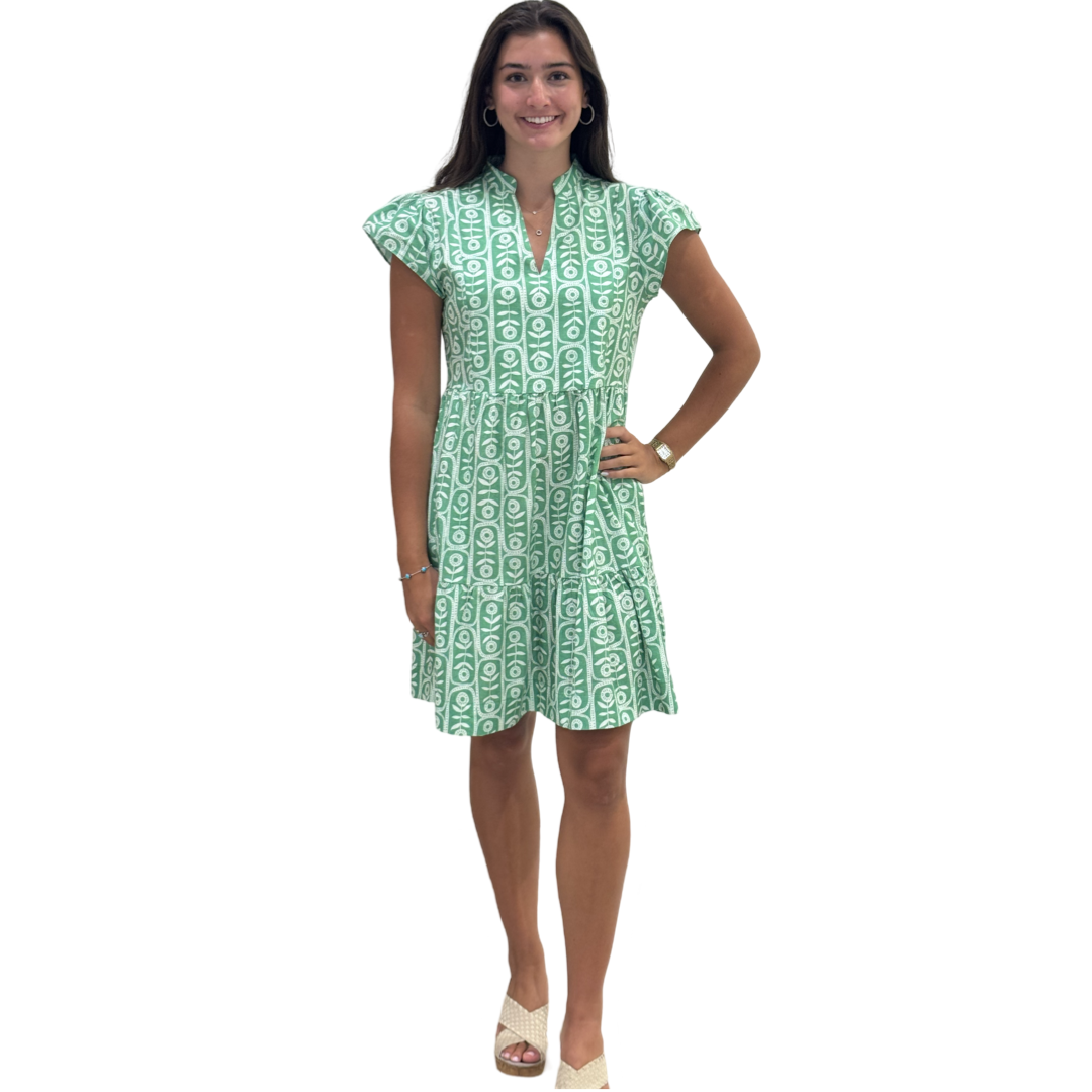 The Preston Short Sleeve Side Pocket Dress in Celery Floral — view 2