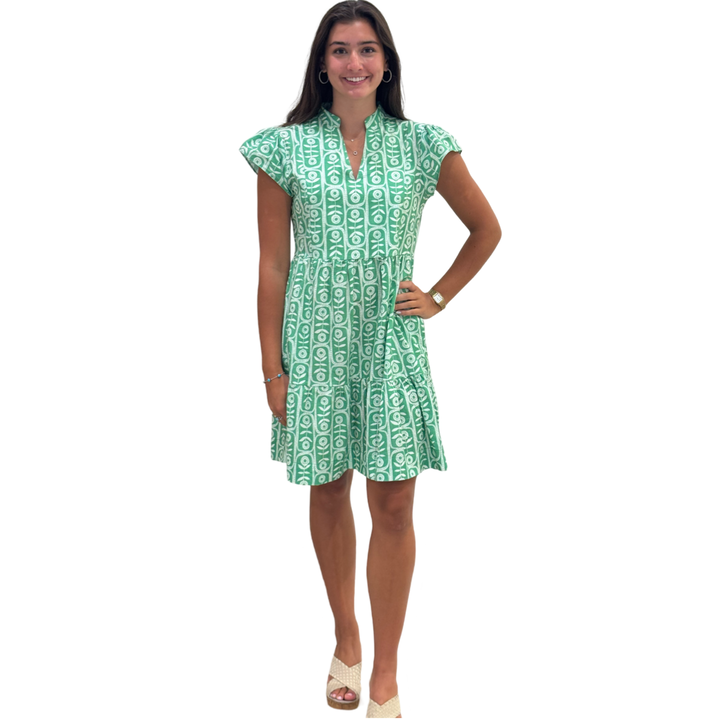 The Preston Short Sleeve Side Pocket Dress in Celery Floral — view 2