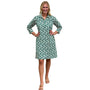 The Lisette Cotton Linen Dress in Emerald and White