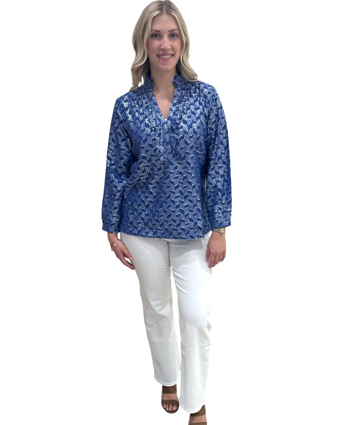 The Emerson Top in Royal Blue and Silver — view 6