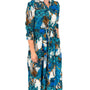 The Hamilton Tie Front Dress in Turquoise and Mocha Multi