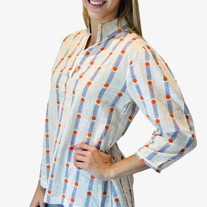 The Shipley White Cotton Jacquard Top — view 6