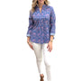 The Eloise Hand Block Printed Cotton Top in Blue and Lavender