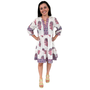 The Evie Hand Block Printed Dress in White and Pink Floral