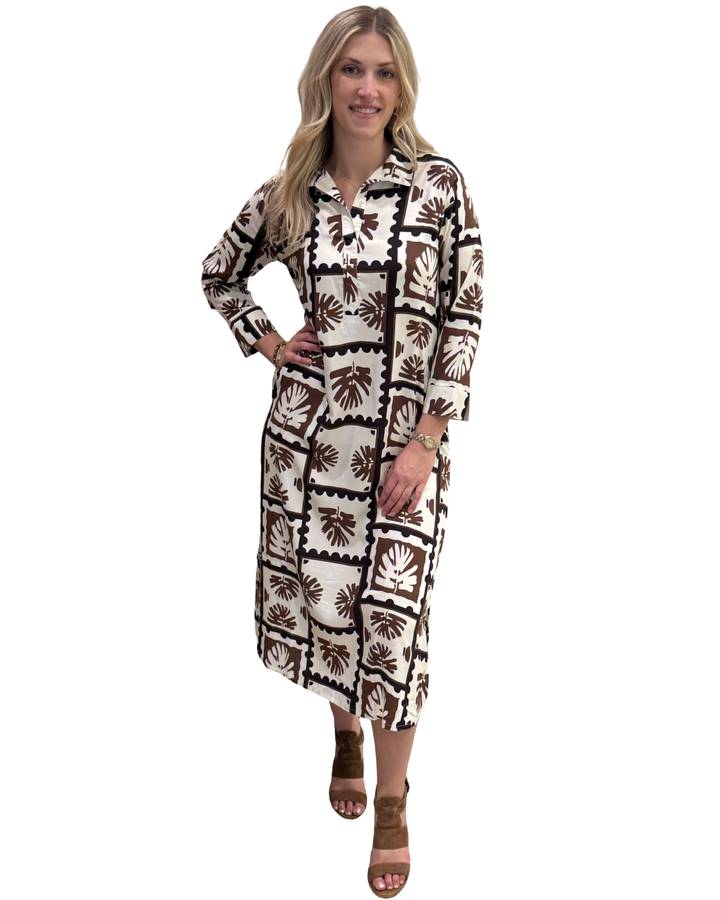 The Lisette Black and Brown Abstact Print Dress — view 4