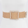 Wide Pearl Buckle Elastic Belt