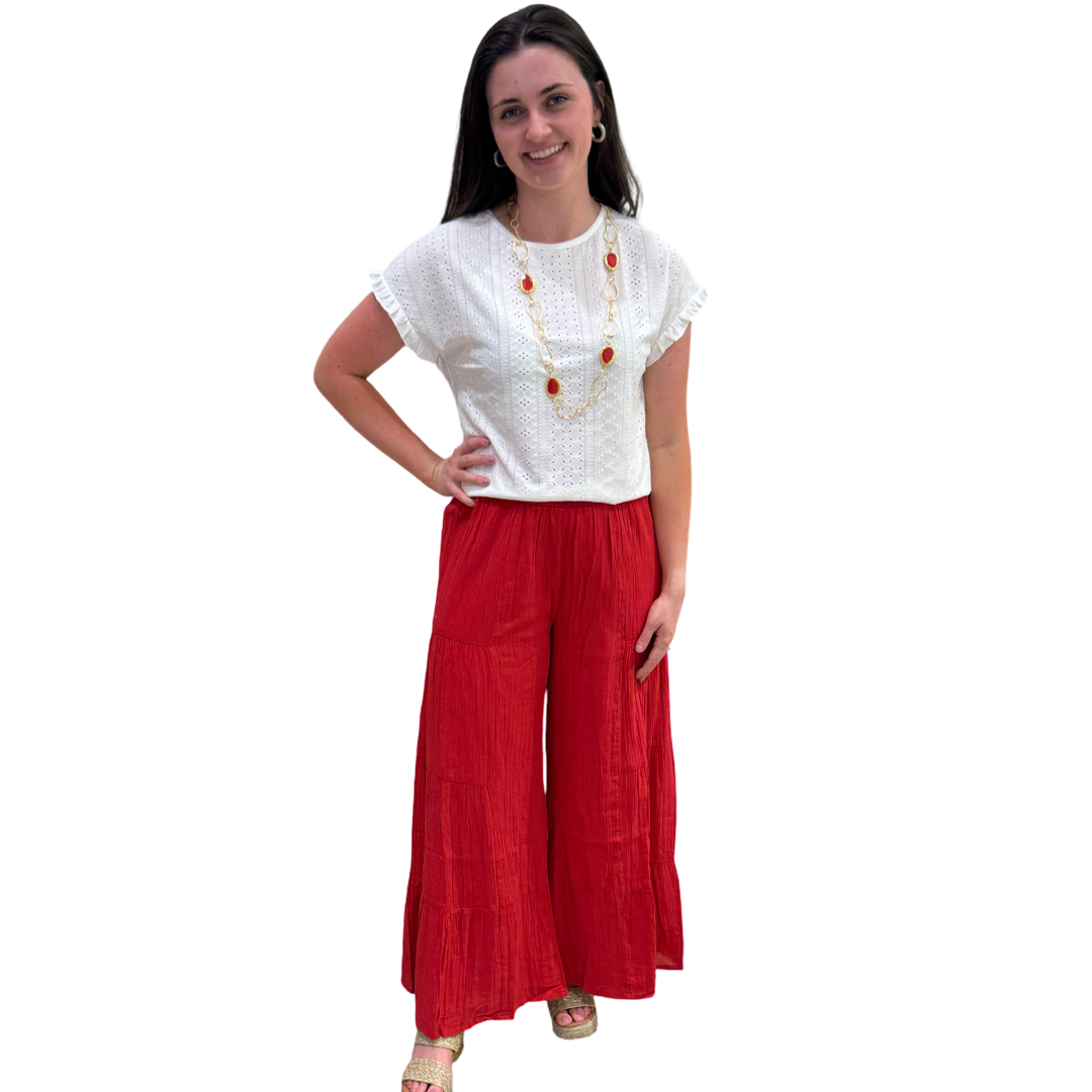 The Nadia Tiered Solid Palazzo Pant (4 color options) — view 3