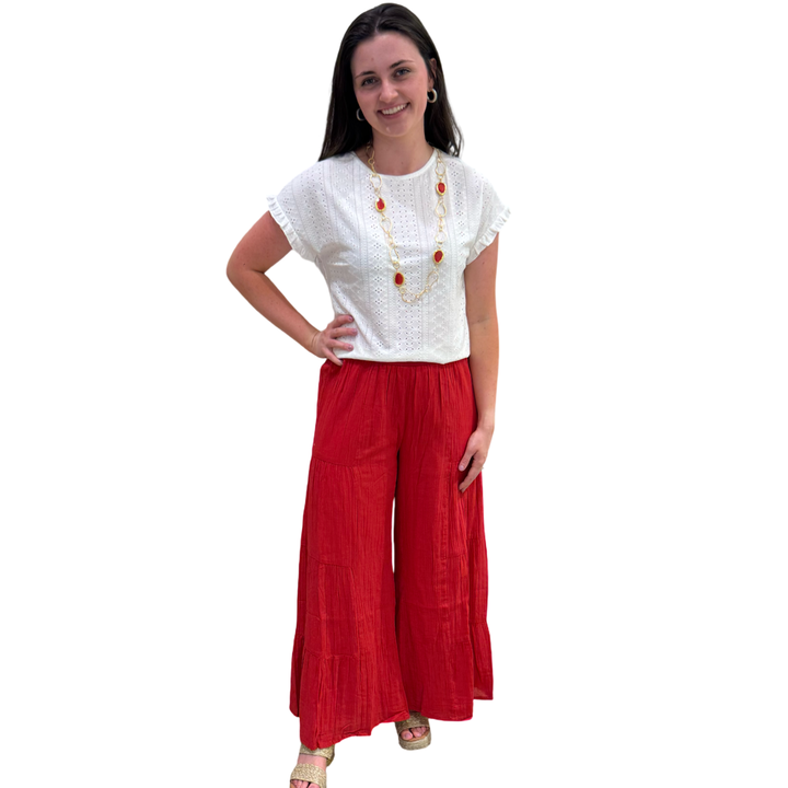 The Nadia Tiered Solid Palazzo Pant (4 color options) — view 3