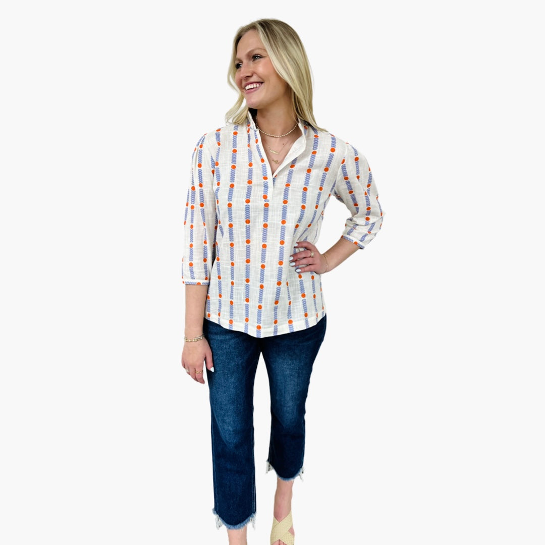 The Shipley White Cotton Jacquard Top — view 5