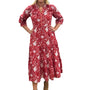 The Campbell Long Length Dress in Red Hand Block Printed Floral