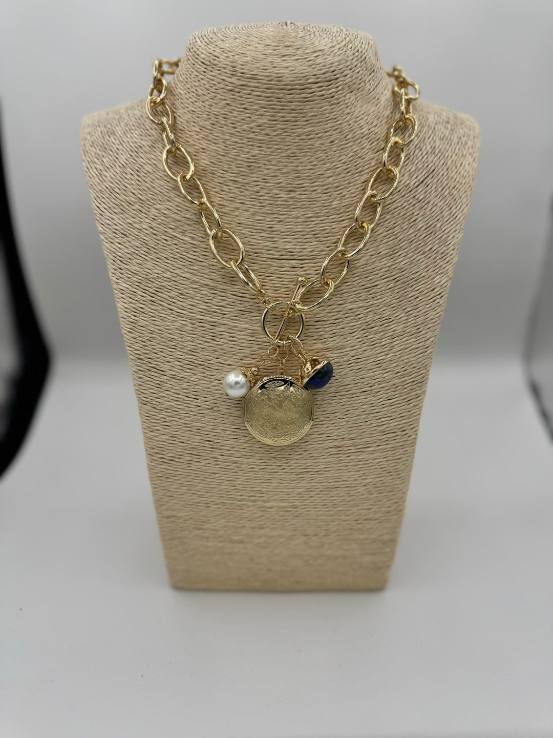 Toggle Charm Gold Link Necklace