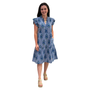 The Campbell Midi Length Dress In Blue Striped Floral