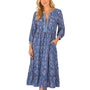 The Daniella Embroidered Trim Cotton Dress in Blue Lavender Floral