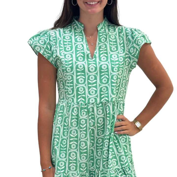 The Preston Short Sleeve Side Pocket Dress in Celery Floral — view 4