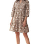 The Campbell Hand Block Printed Cotton Dress in Chocolate Brown