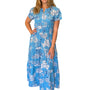 The Sydney Cinch Waist Dress in Blue Turquoise Floral