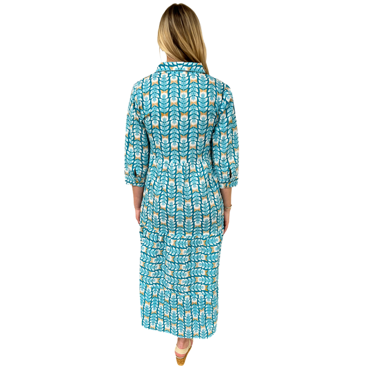 The Marion Button Front Dress in Turquoise — view 7