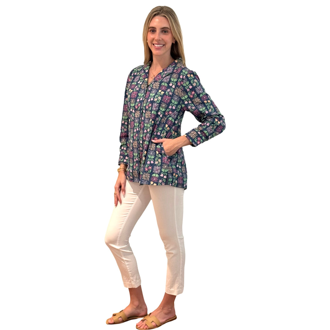 The Mimi Side Pocket Top in Multi Colored Floral — view 2