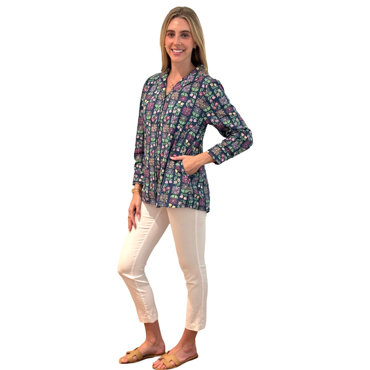 The Mimi Side Pocket Top in Multi Colored Floral — view 2