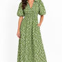 The Joanie Dress in Green White Ikat