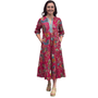 The Daniella Fuchsia Pink Hand Blocked Floral Embroidered Trim Dress