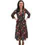 The Camilla Long Notch Collar Dress in Midnight Floral