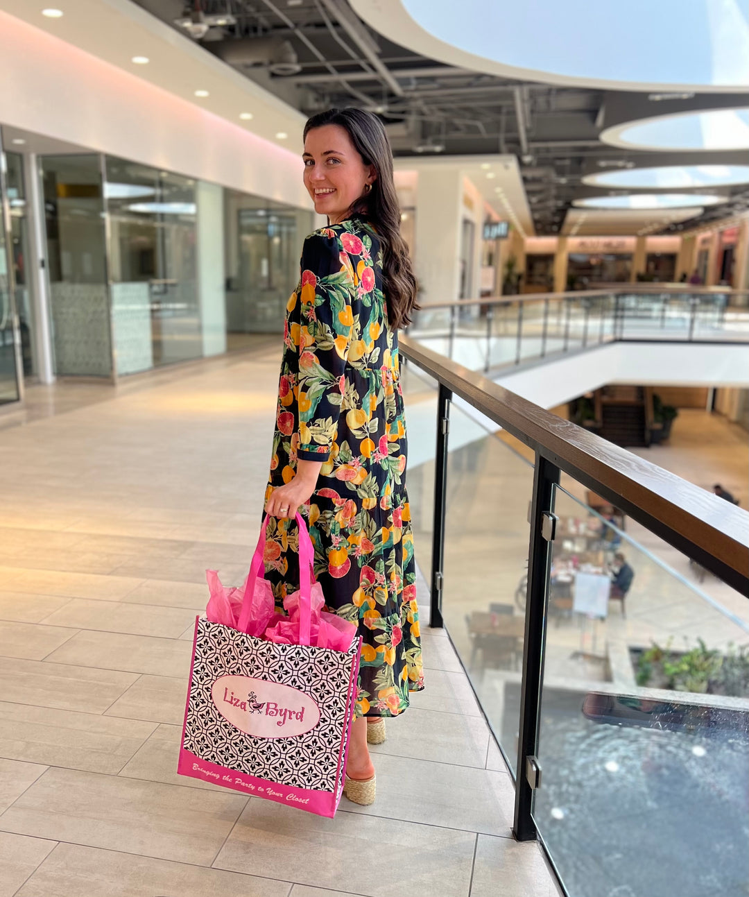 The Penny Dress in Black Citrus Floral — view 11