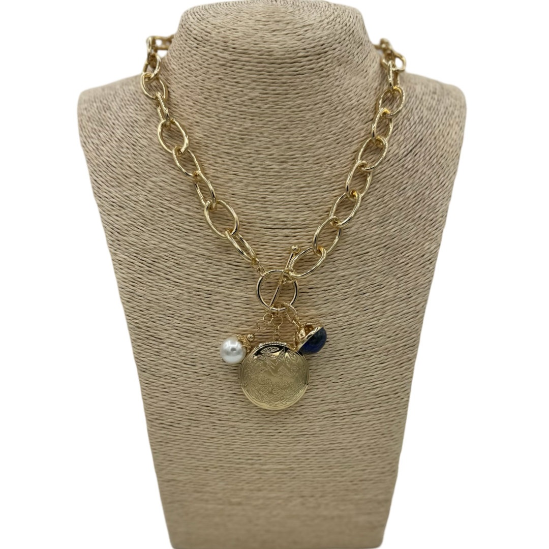 Toggle Charm Gold Link Necklace — view 3