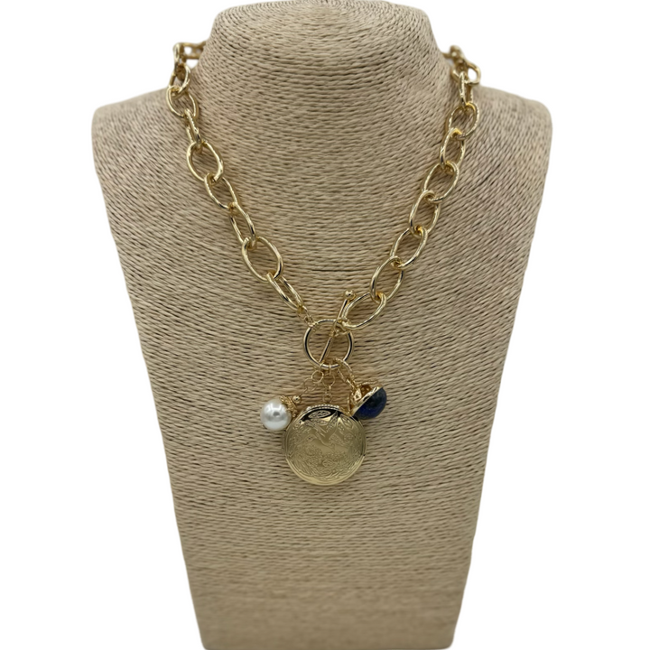 Toggle Charm Gold Link Necklace — view 3