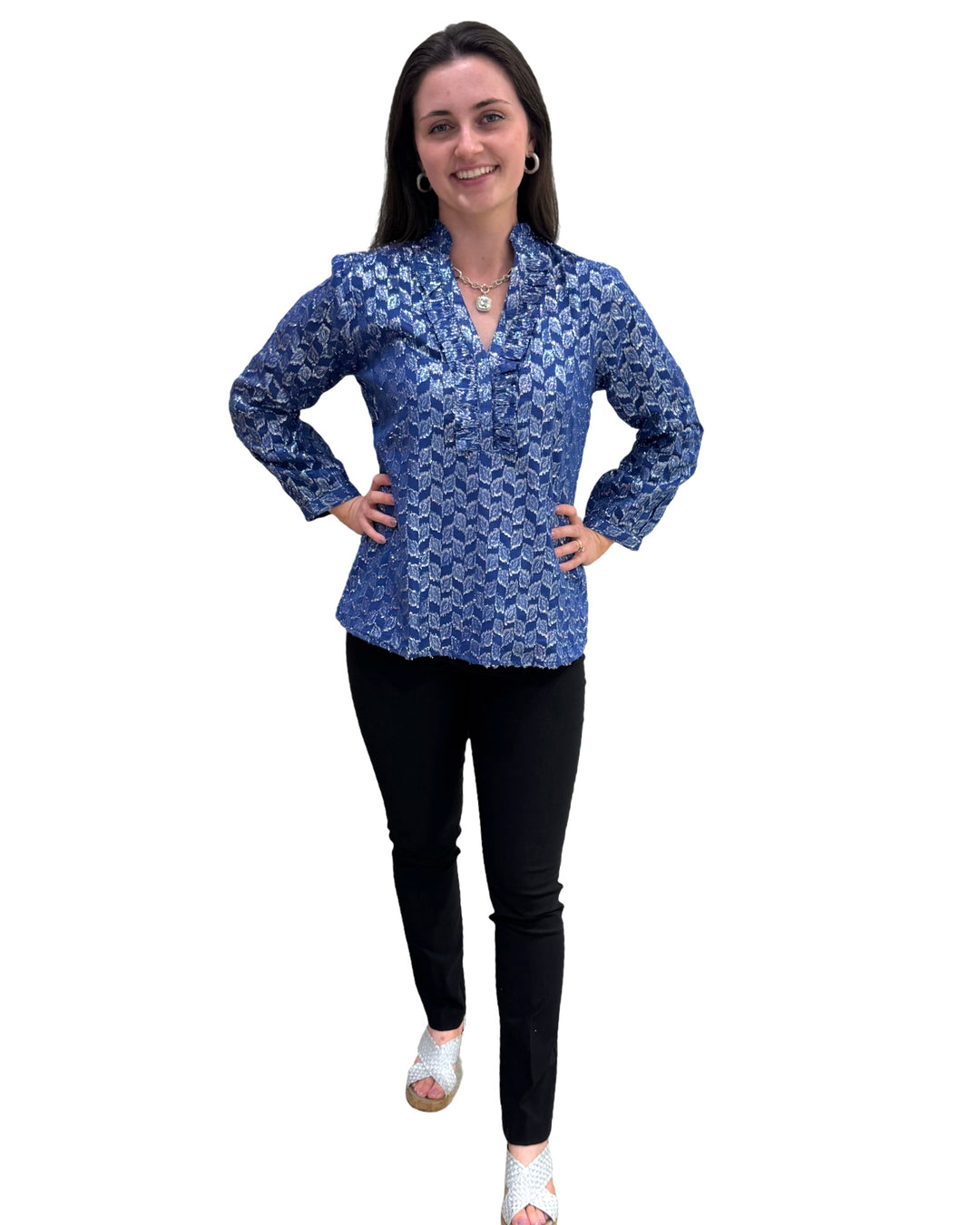 The Emerson Top in Royal Blue and Silver