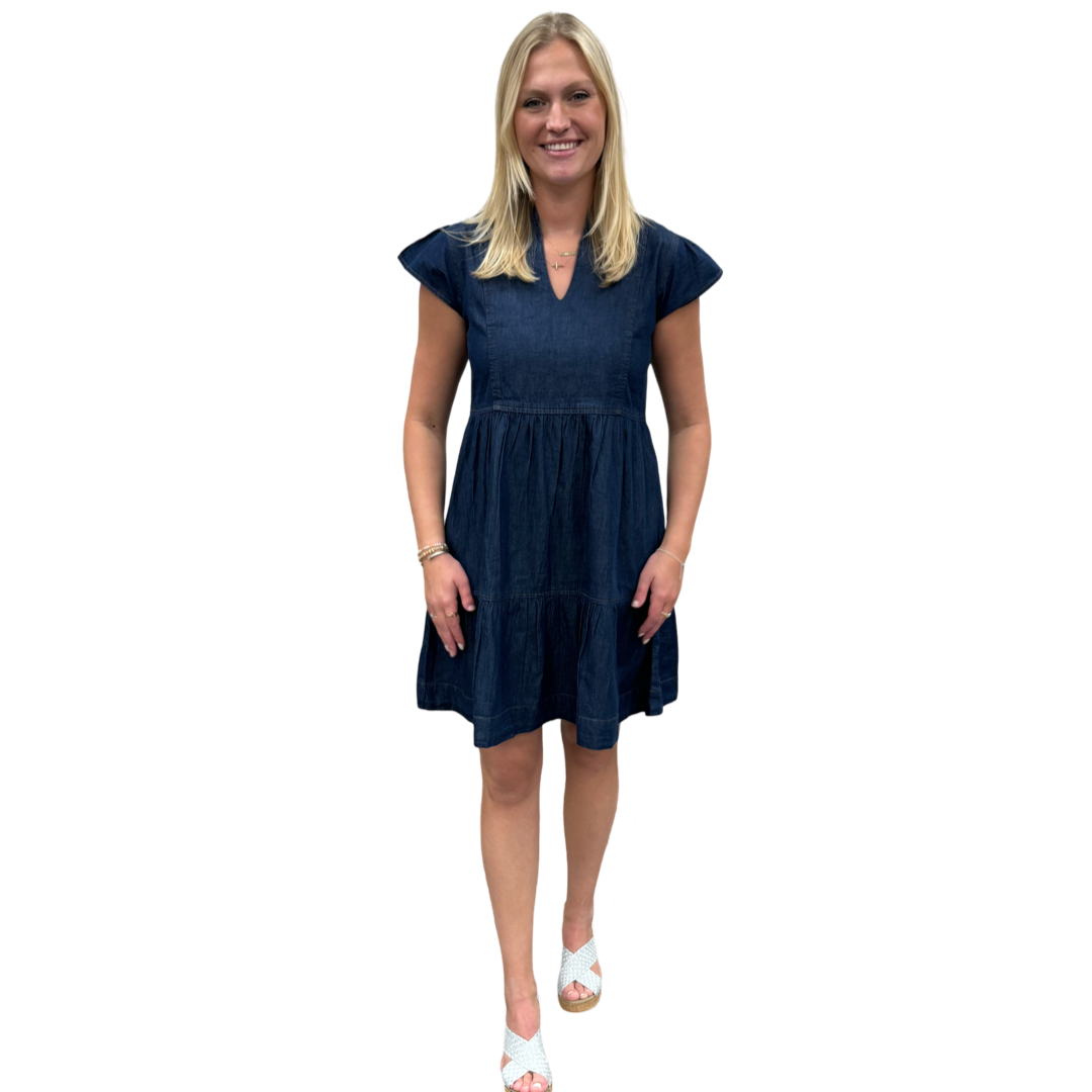 The Preston Short Sleeve Dress in Denim — view 4