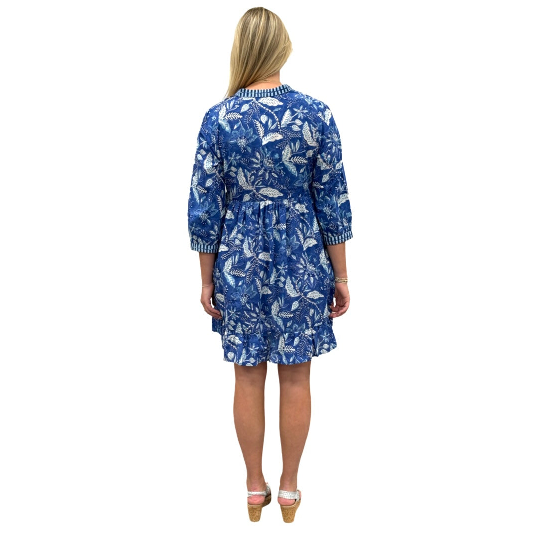 The Morley Embroidered Trim Dress in Brilliant Blue Floral — view 5
