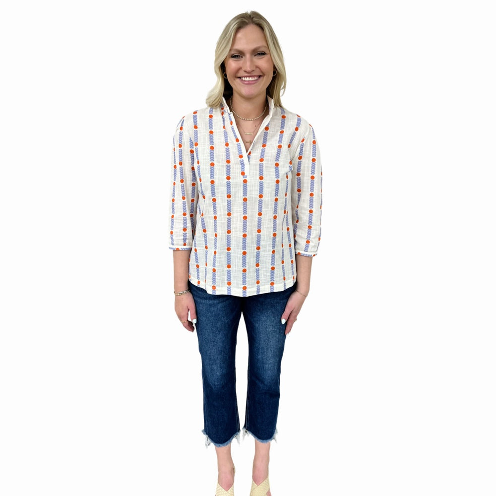 The Shipley White Cotton Jacquard Top — view 2