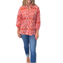 The Tricia Shirt in Red Pink Floral with Bead Detailing