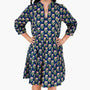 The Preston Hand Block Blue Pink Cotton Floral Dress