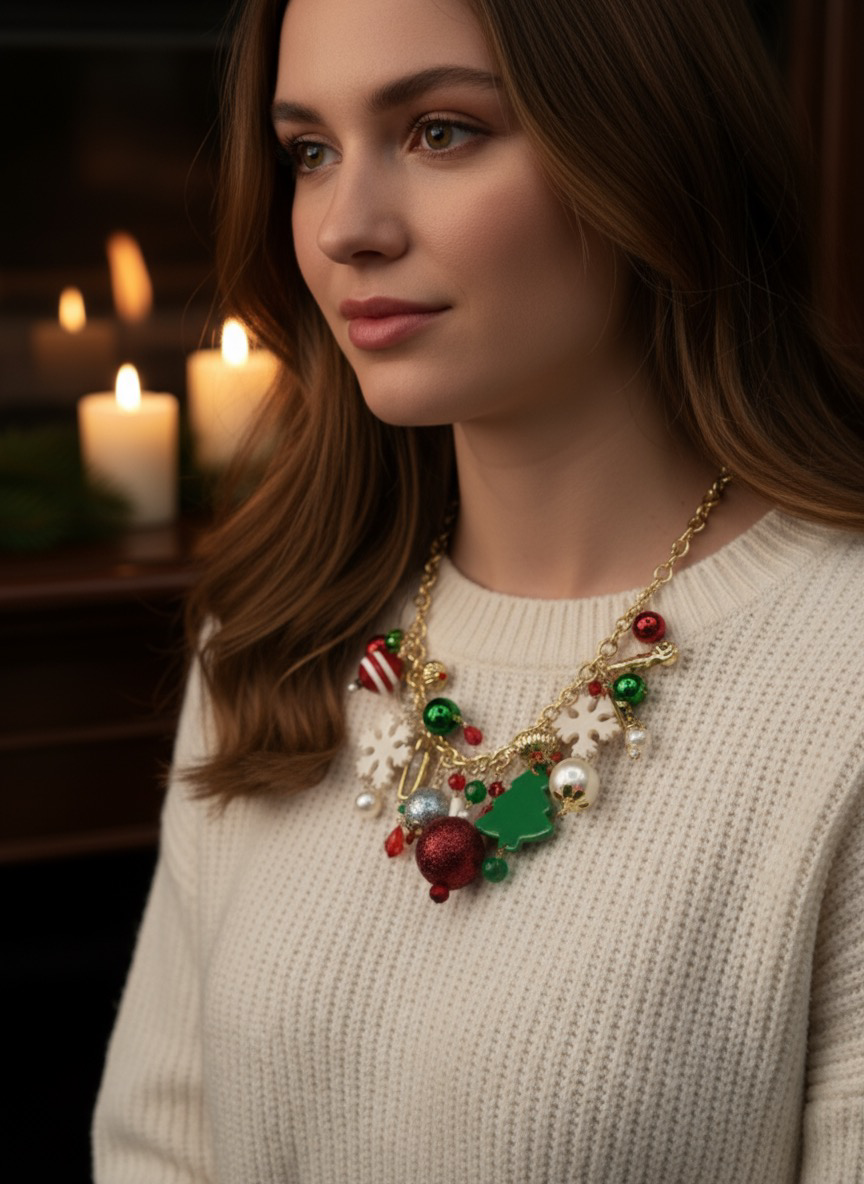 Chunky Christmas Statement Necklace — view 4