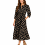 The Sydney Cinch Waist Dress in Black and Beige Cotton