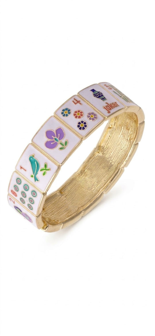 Mahjong Enamel Hinged Bangle