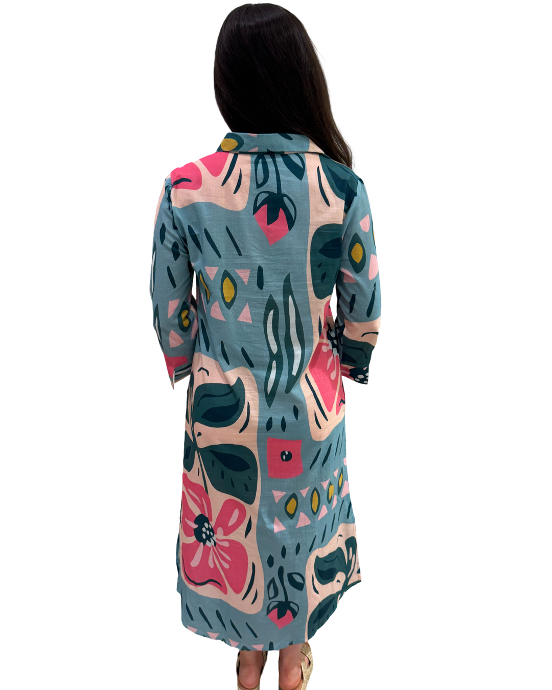 The Erika Button Front Multi Print Dress — view 4
