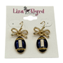 Purple Football Bow Drop Earring