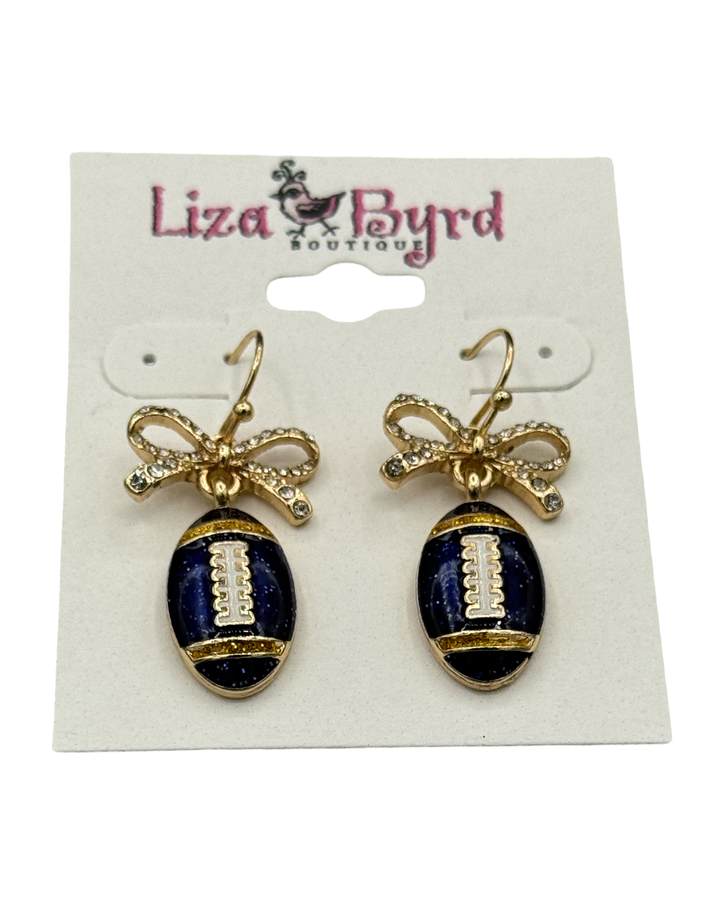 Purple Football Bow Drop Earring