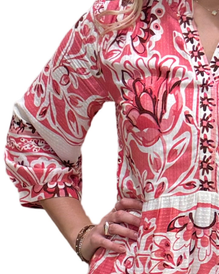 The Campbell Ruffle Trim Dress in Pink Multi Floral — view 2