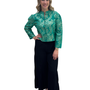 The Adelaide Button Front Jacket Top in Emerald and Gold