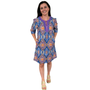 The Merrill Lavender Ikat Embroidered Trim Tunic Dress