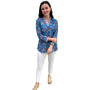 The Brie Embroidered Trim Tunic in Blue Parrot Floral
