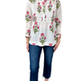 The Veronica Smocked Button Front Top in Hand-Blocked Cotton Floral