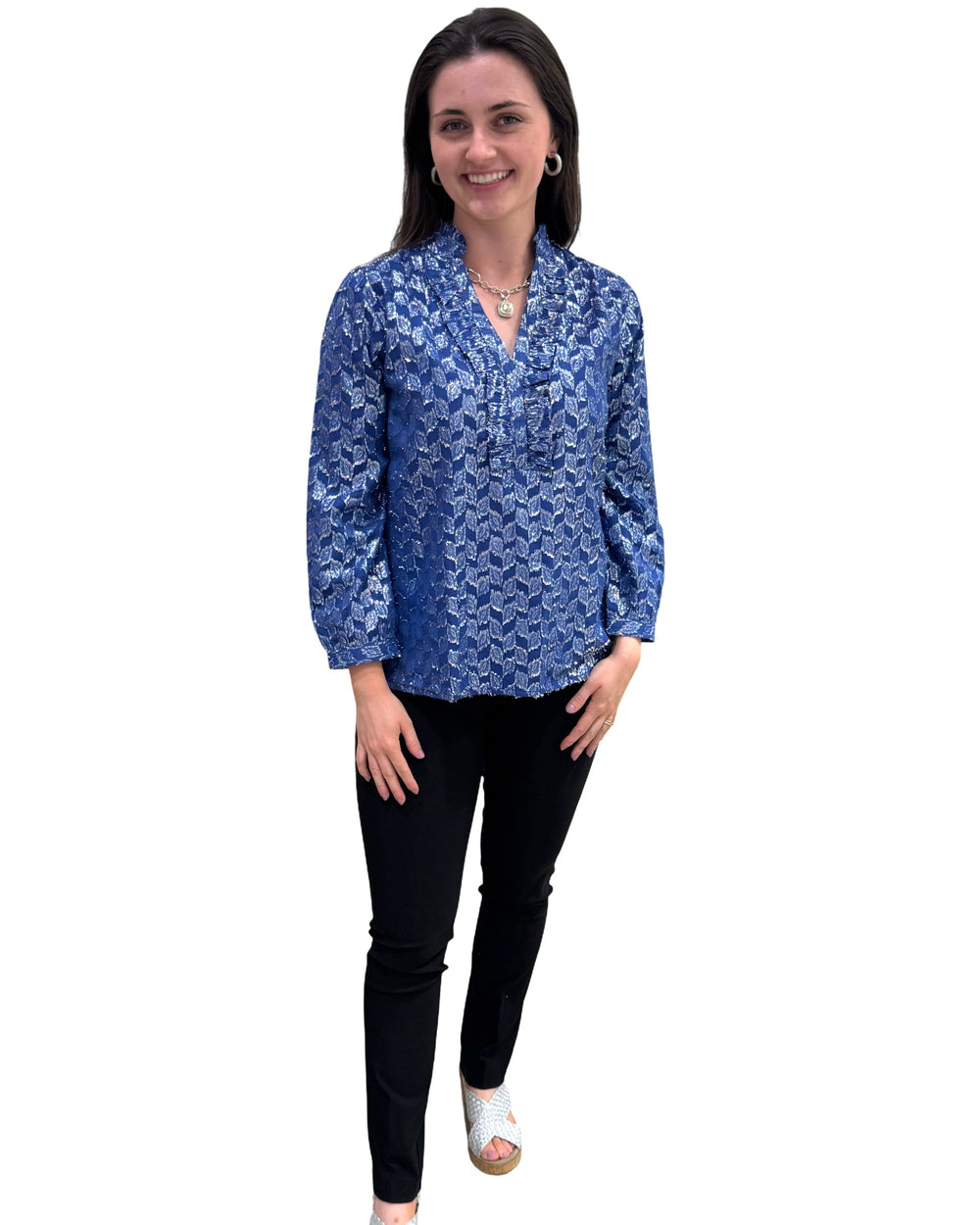 The Emerson Top in Royal Blue and Silver — view 2