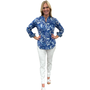 The Avery Cotton Hand Block Printed Top in Brilliant Blue Floral